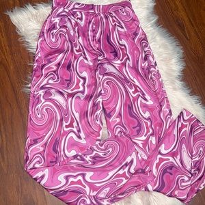 Wayf pink swirl pants medium satin festival pants